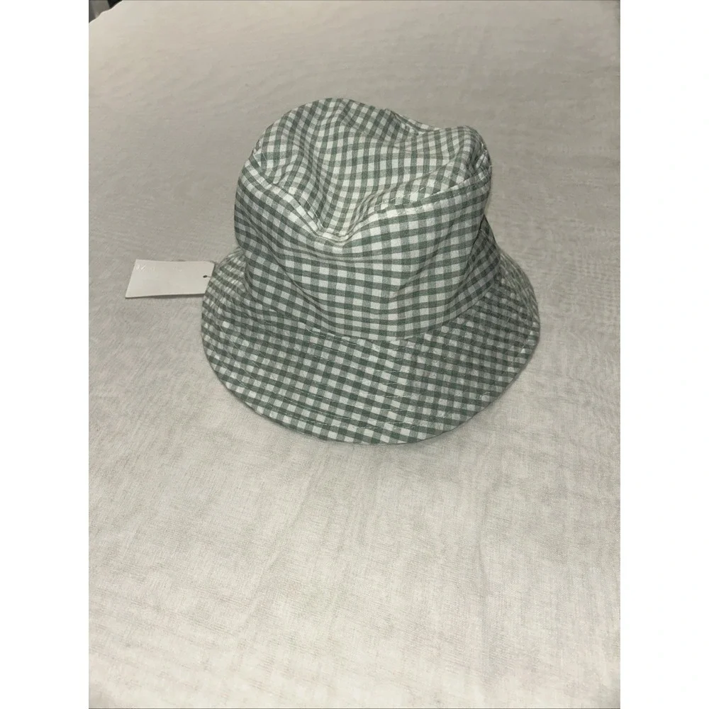 Gingham Wide Brim Lightweight Green & White Women's Bucket Hat Forever 21